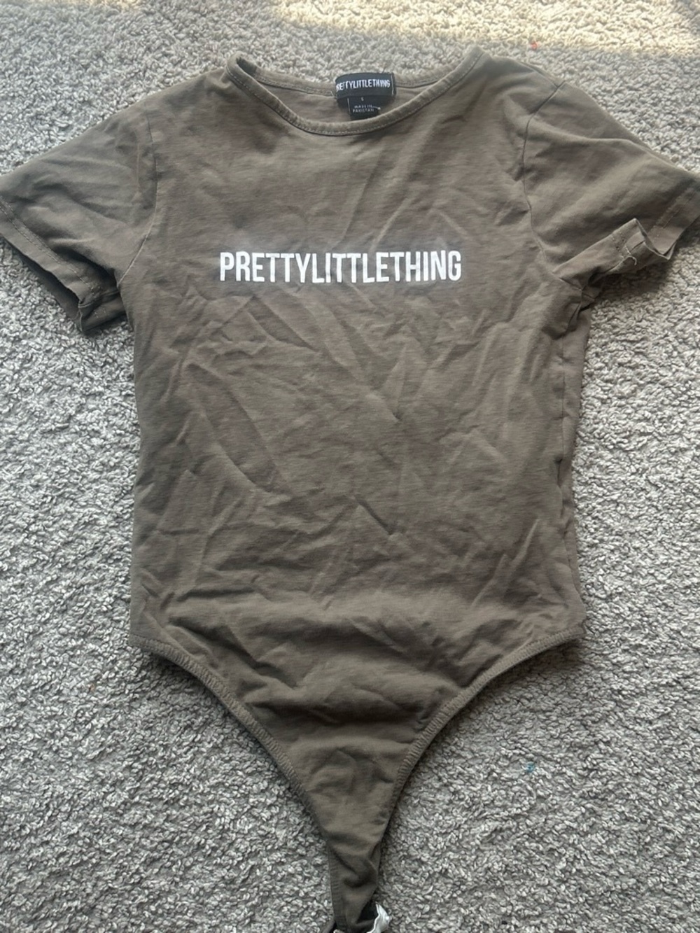 PrettyLittleThing Olive Green Logo Bodysuit
